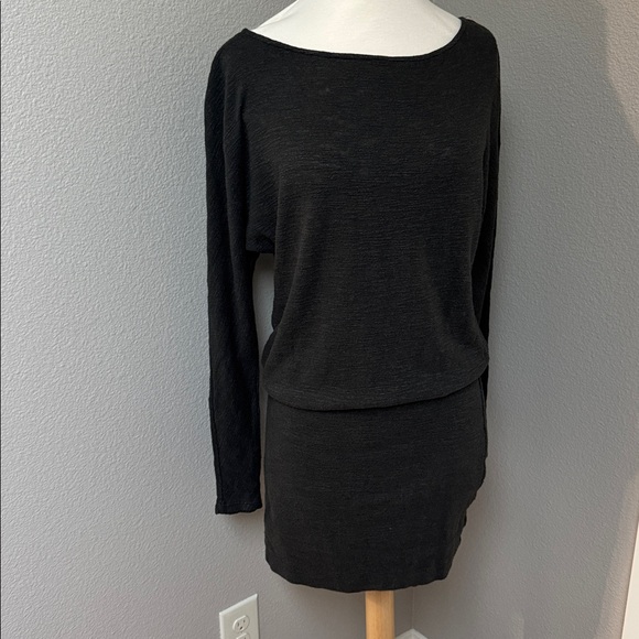 Three Dots dolman sleeve fitted mini dress tunic size x small slub stretch - Picture 6 of 7
